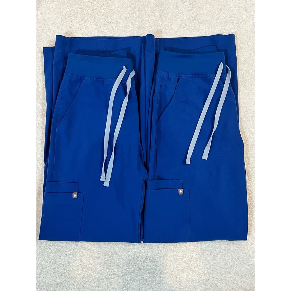 Figs Isabel High Rise Wide Leg Scrub Pants Sz Small 2 Pair Royal Blue 1001567R
